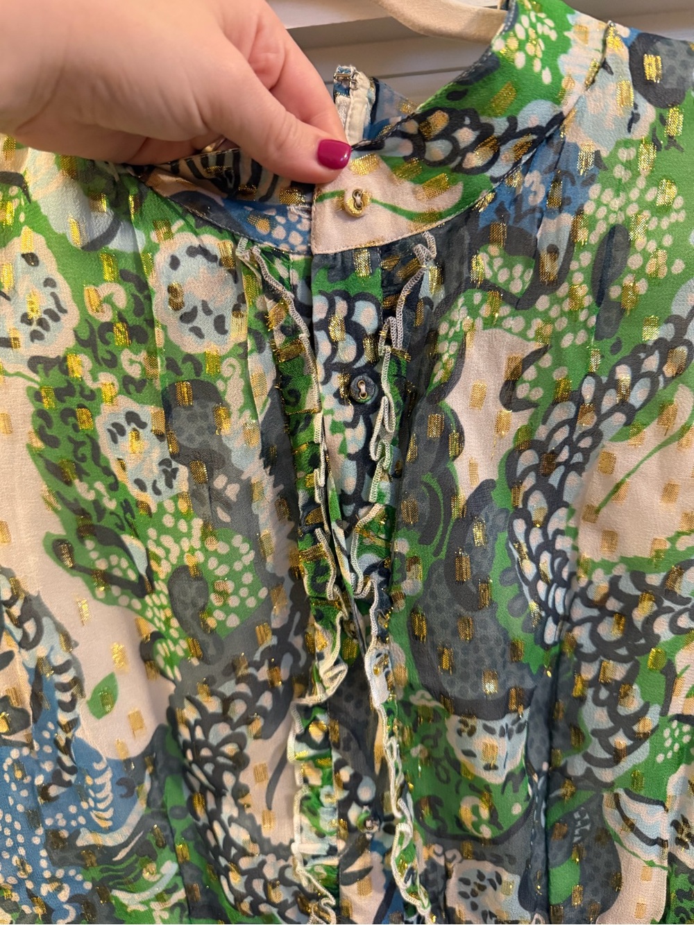 Blue and Green Annabelle Dragon Paisley Maxi Dress with Contrast Waist - Picture 6 of 8
